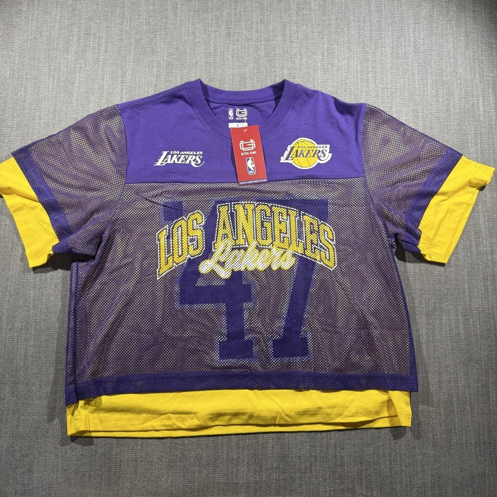 Los Angeles Lakers Shirt Mens Large Purple NBA Basketball Ultra Game Mesh Tee